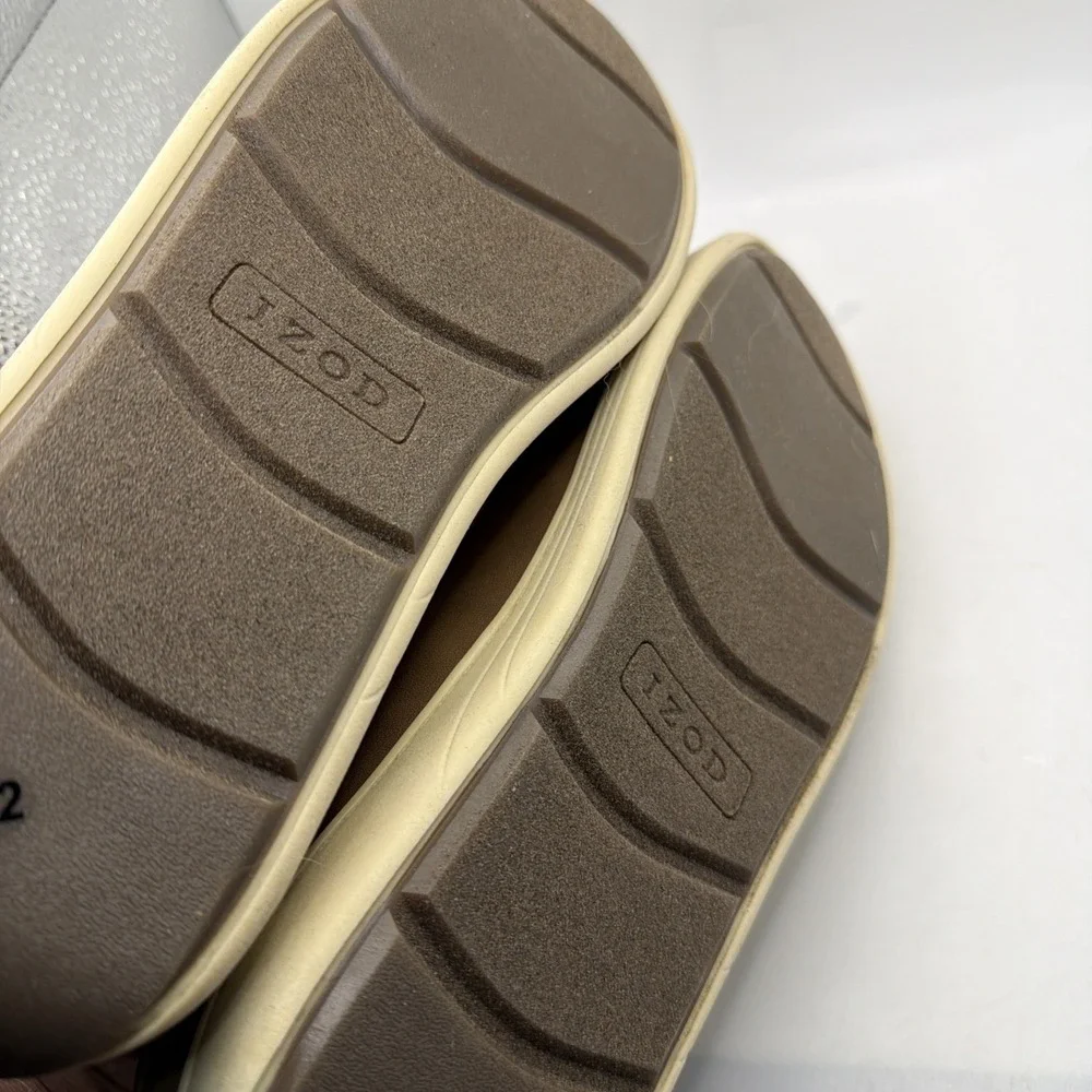 Izod Seapoint Loafers Men's Tan Leather Slip On Mem Foam‎ Casual Mocassin 10.5